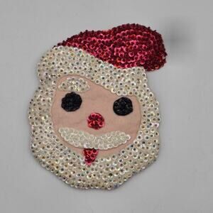 Vintage Handmade Felt And Sequin Santa Decor